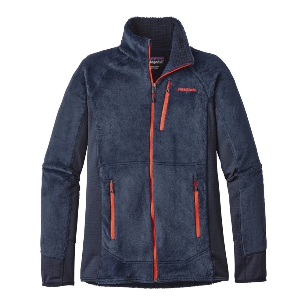 Patagonia Men's sz S Dark Blue R2 Fleece Jacket  Red Accents zip front retool